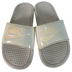 Nike Benassi JDI Glitter Slides Light Bone Sail‎ Womens 6 Sandals 618919-021